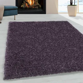 Hochflor-Teppich AYYILDIZ TEPPICHE "SYDNEY 3000", lila (violett), B:200cm H:30mm L:290cm, Polypropylen (PP), Teppiche, Hochflor-Teppich, Shaggy, Langflor, uni, auch in rund, Wohnzimmer