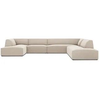Micadoni Panoramasofa rechts Ruby aus Samt beige 7 Sitzplätze , Beige , Textil , U-Form , 273x69x366 cm , Hergestellt in Europa, Oeko-Tex® , Wohnzimmer, Sofas & Couches, Sofas, Bigsofas