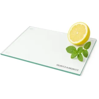 Moritz & Moritz Glasschneidebrett 40x30 cm - Kratzfestes & hygienisches Schneidebrett aus Sicherheitsglas - Rutschfestes Schneidebrett Glas als Küchenbrett, Schneidunterlage & Servierplatte