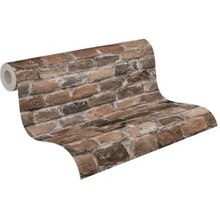 ascreation Vliestapete Ziegelsteinmauer Used Look 10 m x 0,64 m braun/grau 388142