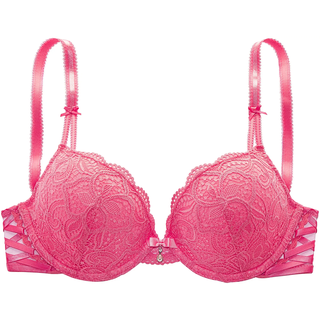 Push-up-BH LASCANA "Nikoletta", Damen, Gr. 85, Cup B, pink, Spitze, Obermaterial: 60% Polyamid, 35% Polyester, 5% Elasthan, BHs Push-up-BH, mit aufregender Schnürung an den Seiten, sexy Dessous, Reizwäsche