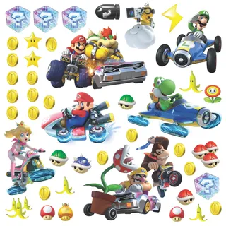 RoomMates Room Mates 54387 Wandsticker "Nintendo Mario Kart 8", mehrfarbig