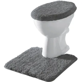 Erwin Müller Stand-WC-Set 2-TLG. Rhodos Uni, WC-Umrandung, WC-Deckelbezug rutschhemmend anthrazit Größe - ultraweich, extrem saugfähig, flusenarm