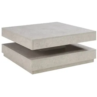 [en.casa] Couchtisch Florenz Wohnzimmertisch quadratisch 76 x 76 x 38 cm Betonoptik, hell - Grau