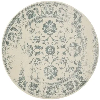 benuta Vintage-Teppich Suki ø 120 cm rund , Creme, Mintgrün , Kunststoff , Vintage , Rund , 120x120 cm , Oeko-Tex® Standard 100 , für Fußbodenheizung geeignet, in verschiedenen Größen erhältlich, pflegeleicht , Teppiche und Böden, Teppiche, Vintageteppiche