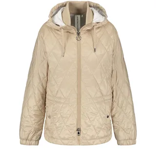 Gerry Weber Damen Steppjacke mit Kapuze Langarm, elastischer Ärmelsaum unifarben Sand 44