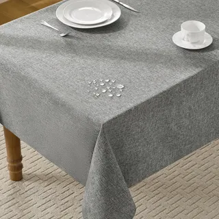 FIBORIA Abwaschbare Tischdecken 140 x 100 cm Grau Outdoor Tischdecke Rechteckig aus 210 GSM Leinenoptik Tischtuch Abwaschbar Wasserabweisende klein Table Cloth für Ostern,Frühling,Garten,Camping