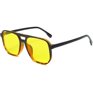 Long Keeper Retro Pilotenbrille Eckige Sonnenbrille Pilot Herren Damen Klassisch 70er Quadratische Sonnenbrille Retro Brille Pilotenform mit UV400 Schutz