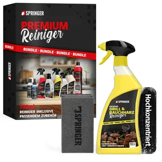 SPRINGER HX2000 - - Grillreiniger 750 ml + Grillschwamm - - Made in Germany - - Rauchharzentferner für hartnäckigen Schmutz & Eingebranntes - - Backofen-Reiniger für Guss, Edelstahl, Glas etc.