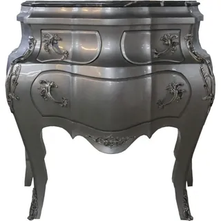 Casa Padrino Barock Kommode Silber mit Marmorplatte -  Kommode in Silber, B 95 cm x H 89 cm - Silber