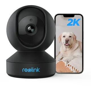Reolink WLAN Überwachungskamera Innen, 2K 3MP Hund Haustier Kamera Babyphone, 355° Schwenk&50°Neigung, IR-Nachtsicht, 2-Wege-Audio, Baby Monitor mit Personen-/Haustiererkennung, E1 Schwarz