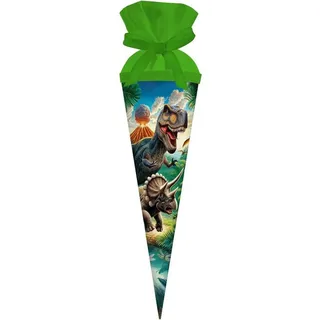 Goldbuch 93 157 Geschwistertüte Vulkan, Tüte 35 cm Ø 11,5 cm, Dino Grün