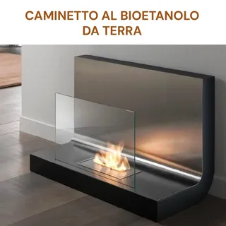 Avilia Bioethanol-Kamin für den Boden, schwarz und grau, aus lackiertem Stahl, ideal für Jede Art von Einrichtung, Dank des modernen und eleganten Designs, umweltfreundlich