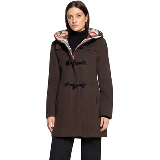 Dufflecoat GIL BRET, Damen, Gr. 44, braun (middle braun melange), Fleece, Obermaterial: 70% Wolle, 20% Polyester, 10% Polyamid, unifarben mit Farbeinsätzen, tailliert ca. Mitte Oberschenkel, Rundhals, Mäntel Dufflecoat, Dufflecoat mit Kapuze und kariertem Inlay
