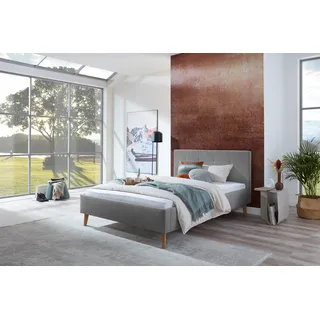 Meise Möbel Polsterbett Jazz 140 x 200 cm mit Kopfteil gesteppt & Stoffbezug Stelar - Bett, Jugendbett, Bettgestell, Einzelbett - grau