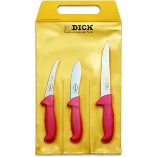 Friedr. Dick ErgoGrip Messerset 3-tlg. 13 cm/13 cm/18 cm Rot/Schwarz