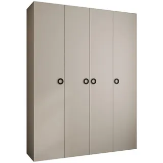 Abiks Möbel Drehtürenschrank 245,5/190/50 4-türig , Kaschmir, Schwarz , Holz , Nachbildung , 190x245.5x50 cm , Schlafzimmer, Kleiderschränke, Drehtürenschränke