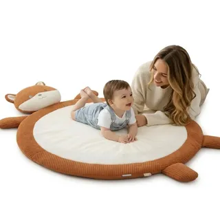 RUGUIES Krabbeldecke Baby Dick Gepolstert (100x100 cm) - Spielmatte Weich Plüsch Waschbar für Kinderzimmer, Spielteppich Krabbelmatte und Geschenk zur Geburt