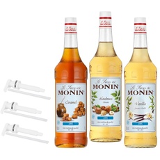 Monin Cafe Probierpaket Zuckerreduziert 3 x 1 l, inkl. 3 Pumpen