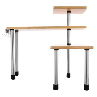 3-stöckiges Gewürzregal - Drehbares Eckregal - 360° rotierend - Mit 4 Haken - Bambus und Edelstahl - Arbeitsplatten-Organizer 12 kg - Holzoptik