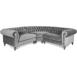Ecksofa Sofa Couch Wohnlandschaft Eckgarnitur Sofas Couchen Chesterfield Silber - Grau