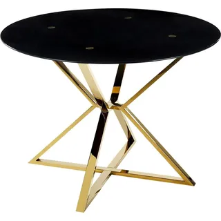 Beliani Esstisch oval 105 x 75 cm schwarz/gold