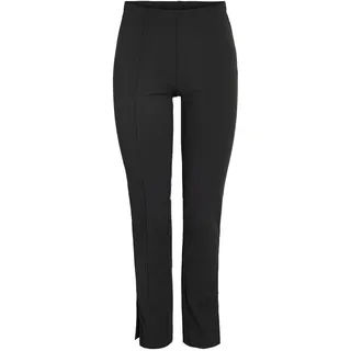 Noisy may Damen Elegante Stoffhose mit Schlitzen High Waist Tapered Leg Pants Stretch Trousers NMJASA, Farben:Schwarz-2, Größe:M / 32L, Z-Länge:L32