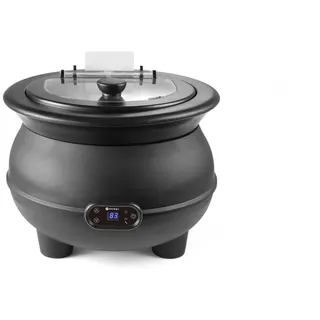 HENDI Suppenkessel, Suppenkocher, Suppenwärmer, Suppenstation, digitales Bedienungsfeld, 8L, 230V, 435W, ø370x(H)300mm, Edelstahl, 18/8, schwarz