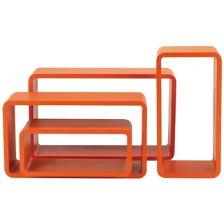 King Home m1106012/und Set 4 Stück Regal rechteckig abgerundet, Orange, 50 x 16 x 30h 45 x 16 x 25h 40 x 16 x 20h 35 x 16 x 15h