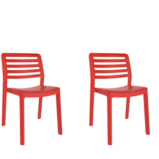resol grupo GARBAR Wind Set 2 Stühle, für den Innenbereich, Außenbereich | Garten, Terrasse, Balkon, Wohnzimmer, Küche, Esszimmer | Design, leicht, stapelbar | Rot
