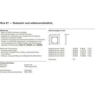 Gira E1, Schwarz, matt, 1 Stk.