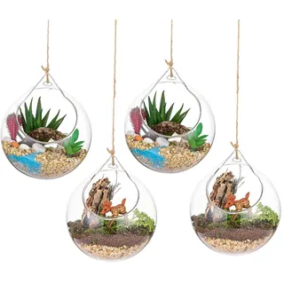 Hängende Glaskugel Vase Glaskugel 4 Pcs Große Öffnung Sukkulenten Aufhängen Terrarium Glas Flower Air Pflanzgefäß Container 4 Inches für Home Party Hochzeitsgarten DIY Desig