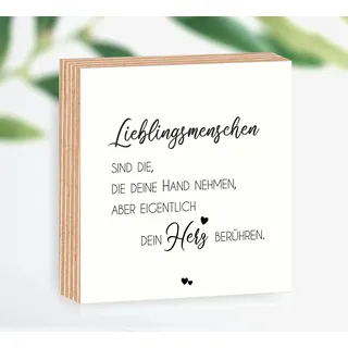 Holzbild Lieblingsmenschen 15x15x2cm zum Hinstellen/Aufhängen, Fotodirektdruck mit Spruch auf beschichtetes Birkenholz Art.Nr. 3008