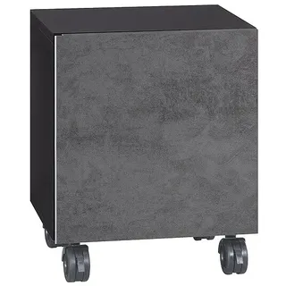 Rollcontainer ELA, Korpus schwarz seidenmatt, Front Beton dunkel, 400 x 400 x 350 mm