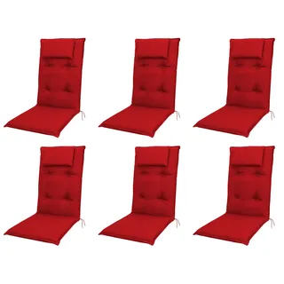 Doppler 6x 8833 Hochlehner Gartenstuhl Auflagen 8cm Kopfkissen rot