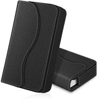 FINTIE Visitenkartenetui Kartenetui, Premium Kunstleder Handgefertigte Scheckkartenhülle Kreditkartenetui mit Magnetverschluss für Damen Herren, Schwarz