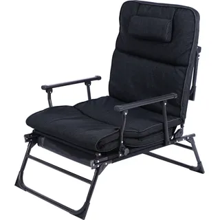 2 in 1 Gartenliege Sanitätsliege Gästebett und Relaxsessel mit Polster - Schwarz