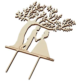 Mopec W616 Cake Topper Holz Brautpaar Baum des Lebens 17 x 18 cm, Braun, Einheitsgröße