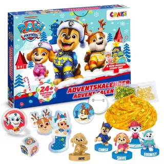 CRAZE Paw Patrol Adventskalender 2026 – 24 Überraschungen für Kinder | 24 Überraschungen mit 3D-Figuren, Magic Slime, Schmuck, Slap-Snap-Bändern und DIY-Accessoires im Paw Patrol Design