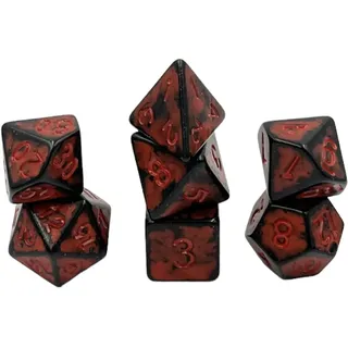 Dice4friends DIC37394 Würfelset Antik Dark Knight: Red (7) Würfel