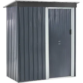 BELIANI Gerätehaus Graphitgrau aus Stahl Wasserdicht Metall Geräteschuppen Gartenschuppen Gartenhaus Outdoor Aufbewahrung Stauraum - Grau, Weiß