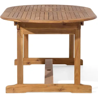 Beliani Gartenmöbel Set Akazienholz hellbraun 8-Sitzer Auflagen MAUI