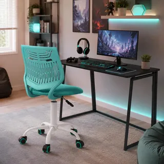 FurnitureR Gaming Stuhl ohne Armlehnen, Höhenverstellbarer Drehstuhl mit Rollen, Ergonomischer Schreibtischstuhl für Gaming & Home Office, 360° Drehbar, 3 Farben wählbar