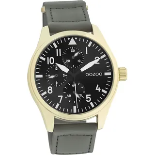 Oozoo Herren Armbanduhr grau Analog Timepieces Lederarmband D2UOC11008