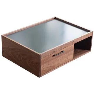 Amazon Marke - Movian Ljungan, Couchtisch mit 2 Schubladen, 98 x 70 x 32,5 cm, Grau und Nussbaumoptik