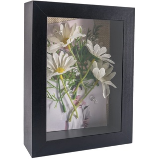 GraduatePro Bilderrahmen zum Befüllen Tief für Objektrahmen Schwarz mit Glas Hochzeit 3D Box Deko Wand Oder Schreibtisch Family Geschenk 13x18 cm