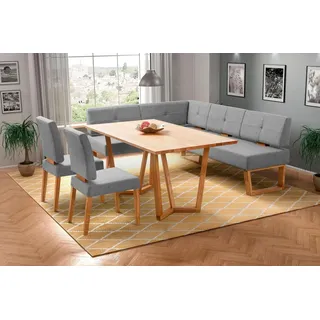 Home Affaire Eckbankgruppe »Ponza Eckbank Küchenbank BESTSELLER«, (Set, 4 tlg.), Sitzgruppe Esszimmer Stühle Tisch und Bank bequem gepolstert grau