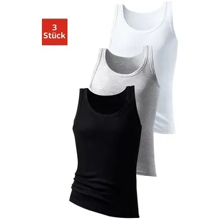 Tanktop H.I.S "Feinripp", Damen, Gr. 9 (XXXL), grau (grau, meliert, schwarz, weiß), Feinripp, Obermaterial: 100% Baumwolle. Melange in der Packung: 90% Baumwolle, 10% Viskose, unifarben, Basic, figurbetont, tiefer Rundhals, eingefasste Kante, Tops Tanktop, aus weicher Baumwollqualität, Topseller