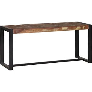 Geräumige Flurbank aus massivem Mangoholz mit Stauraum, 100x35x45 cm - Bunt