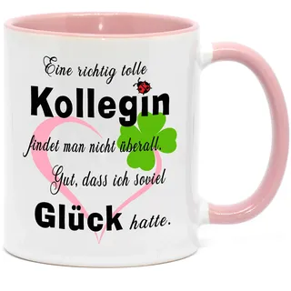 Nice-Presents-de Tolle Kollegen-Tasse in hoher Qualität, beidseitig bedruckt, für die beste Freundin zum Abschied oder einfach in jedem Büro, Dankeschön bei der Arbeit, rosa